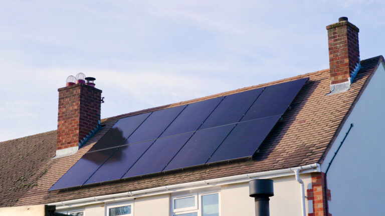 Solar panels on a residential roof.