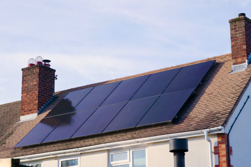 Solar panels on a residential roof.