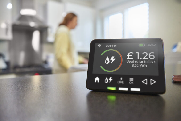 Smart energy monitor displaying tariff unit rates and usage data